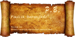 Paulik Bereniké névjegykártya